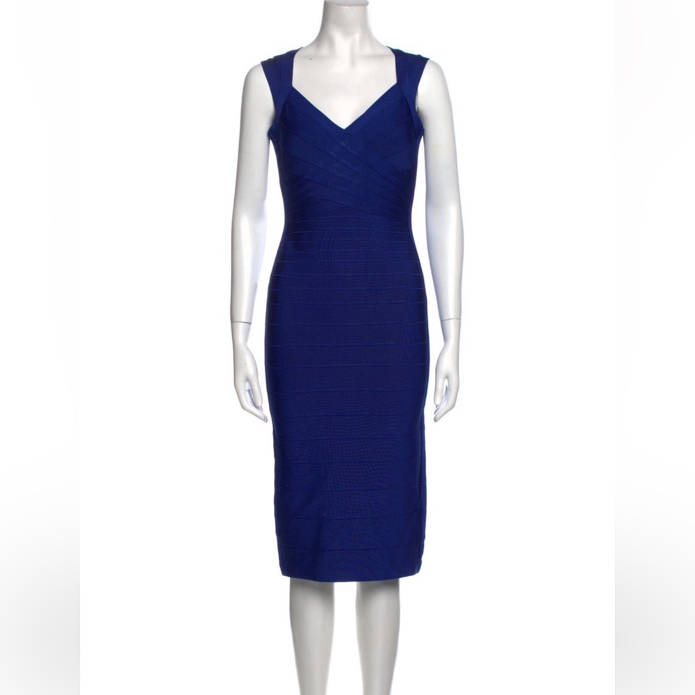 Herve Leger Sarah Blue Bandage Midi Dress size M